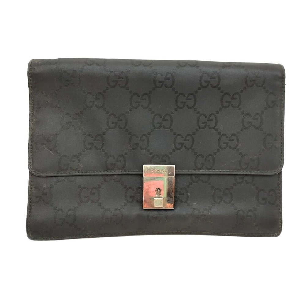 00805121# Gucci Clutch Bag Black Nylon